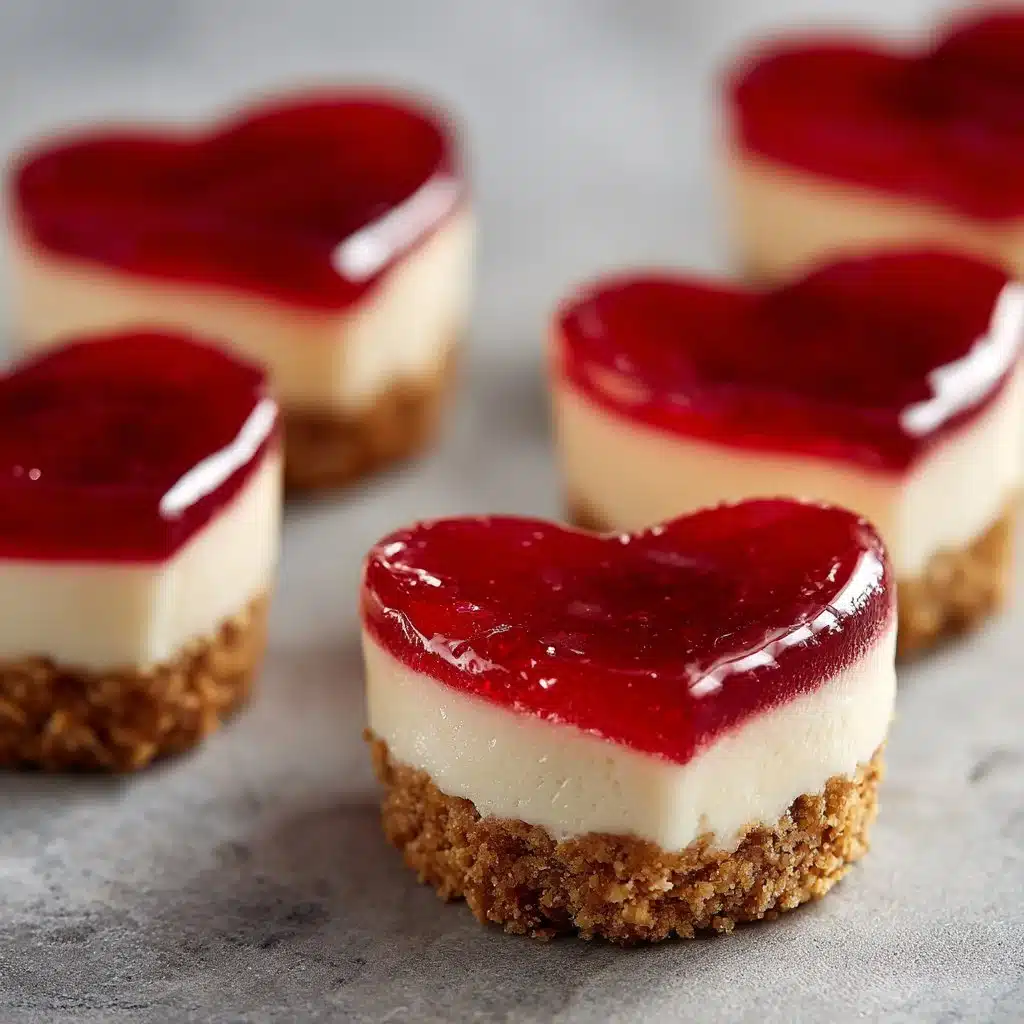 Mini Cheesecake Hearts dessert garnished with fruit, perfect for romantic occasions.
