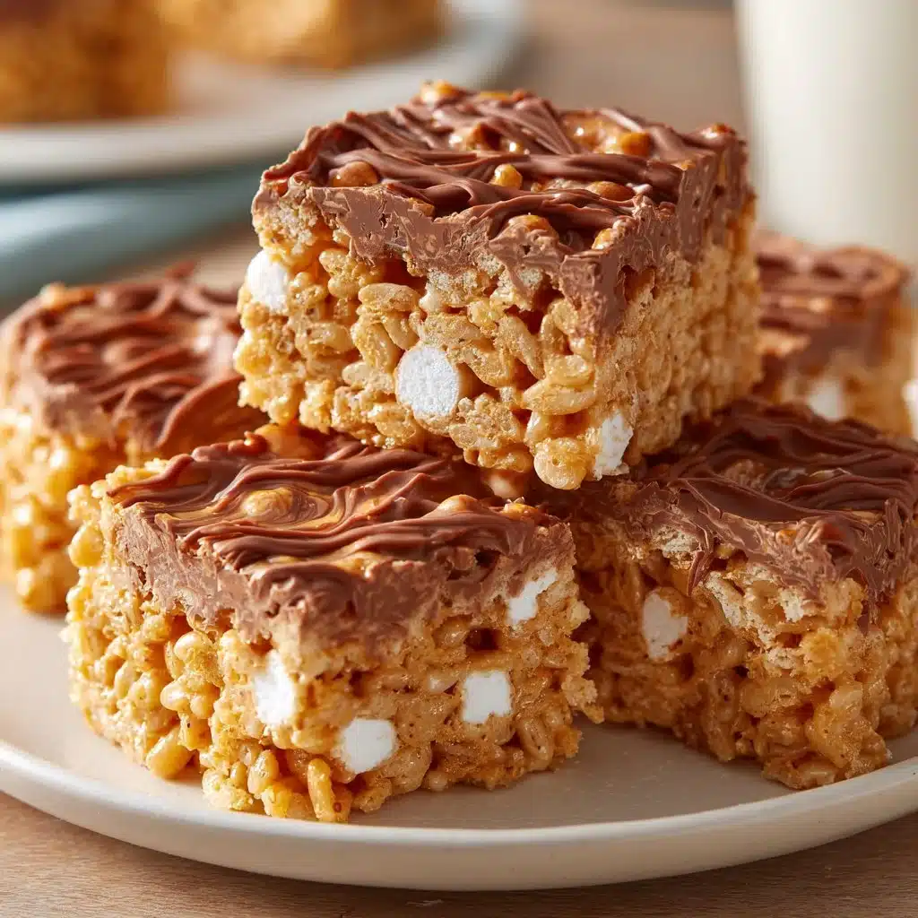 Delicious Peanut Butter Rice Krispie Treats arranged on a plate