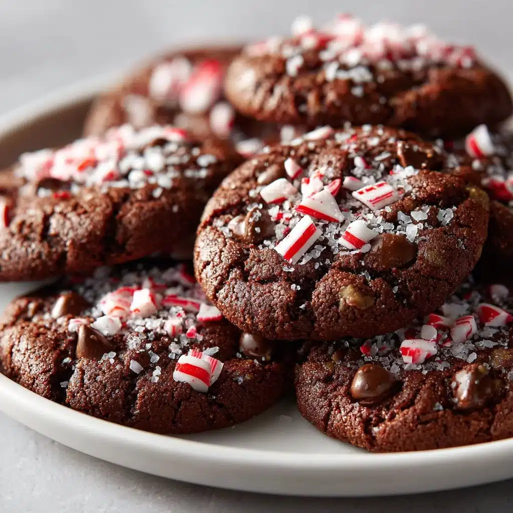Festive Peppermint Brownie Cookies: A Holiday Delight 3 Plate of peppermint brownie cookies with festive decorations