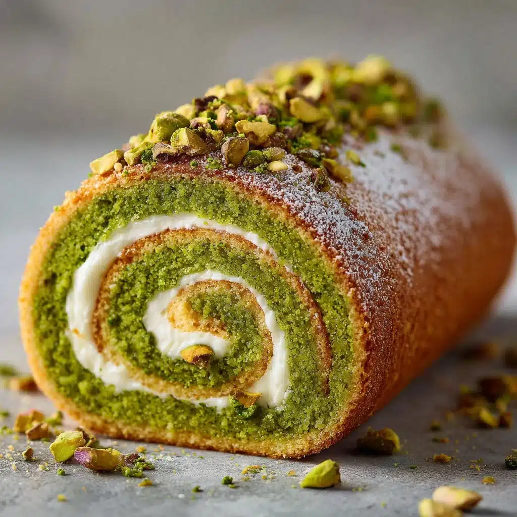 Delightfully Delicious Pistachio Roll Cake Recipe Everyone Will Love 3 Deliciously rolled pistachio cake dessert topped with cream and nuts.