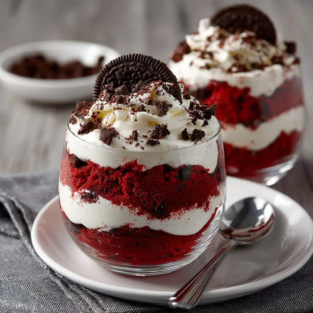 Red Velvet Oreo Parfait Recipe: Quick, Creamy, and Totally Irresistible 3 Delicious Red Velvet Oreo Parfait with layers of cream and Oreos