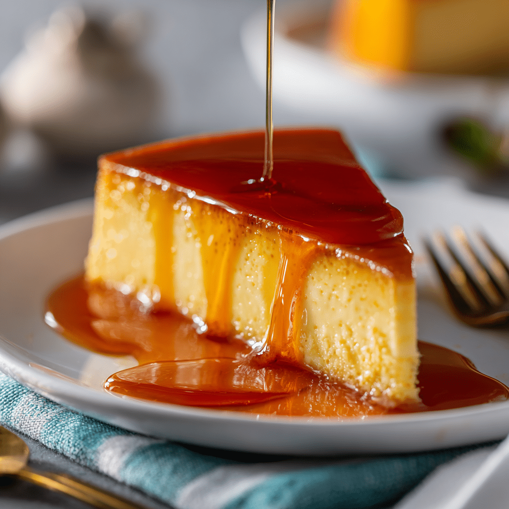 Venezuelan flan served with caramel