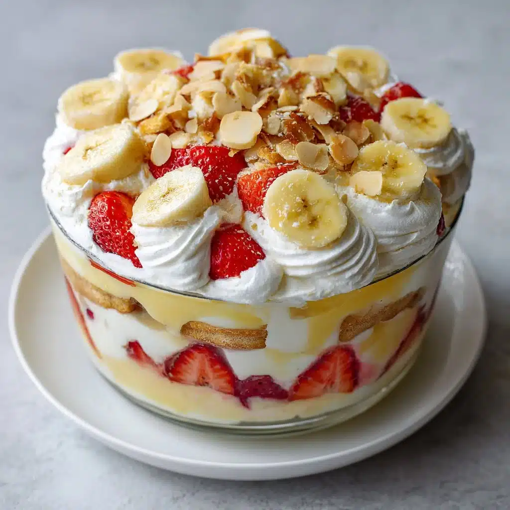 Delicious homemade strawberry banana pudding served in a clear dessert cup