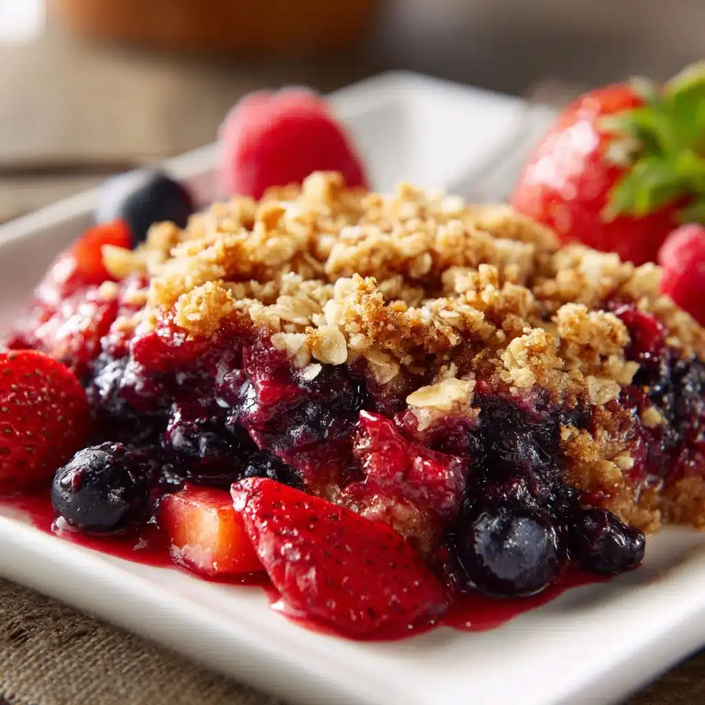 Easy Triple Berry Crisp Recipe: A Sweet & Juicy Dessert You’ll Love 3 Delicious Triple Berry Crisp dessert with fresh berries and crunchy topping