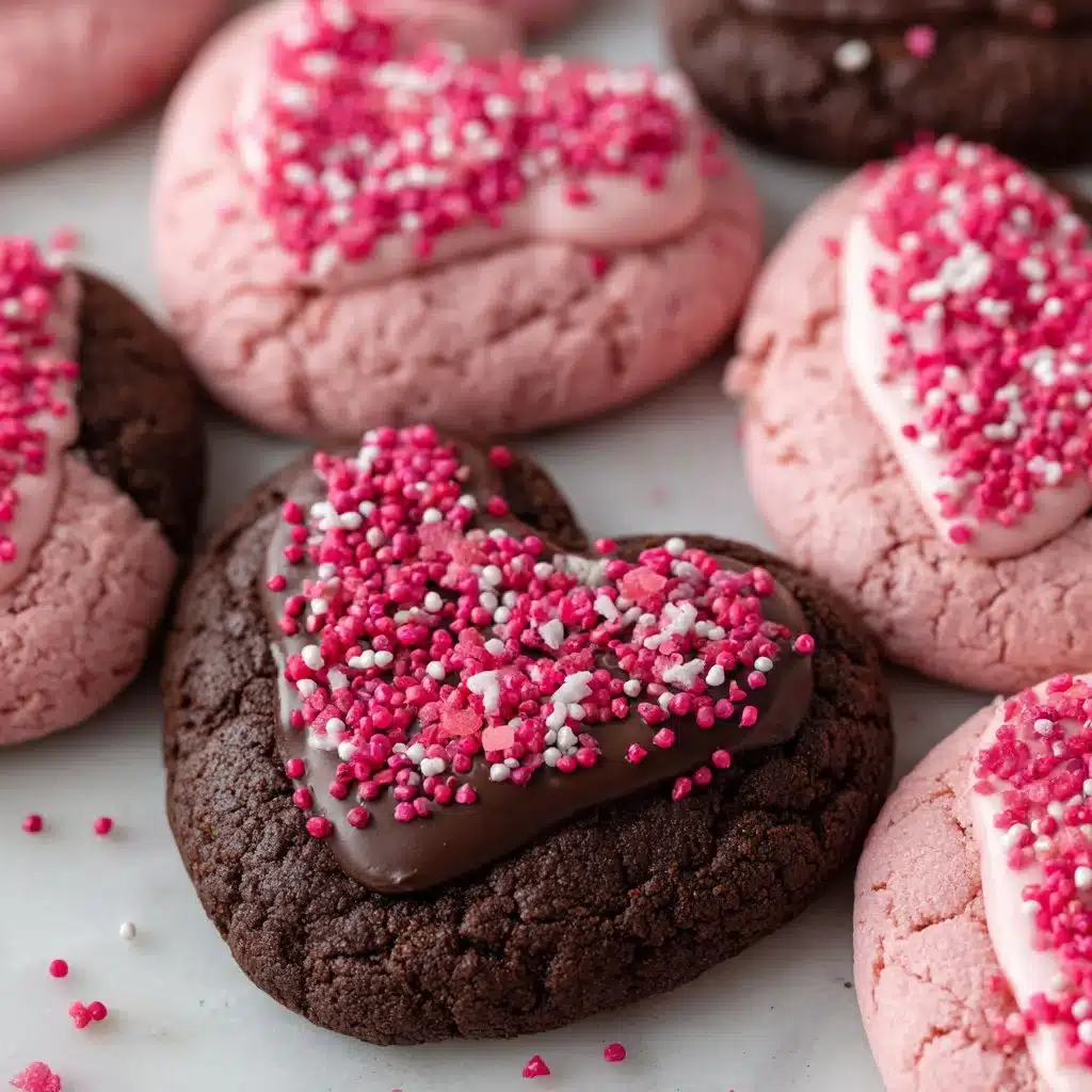 Delicious Valentine Ganache Cookies with rich chocolate filling