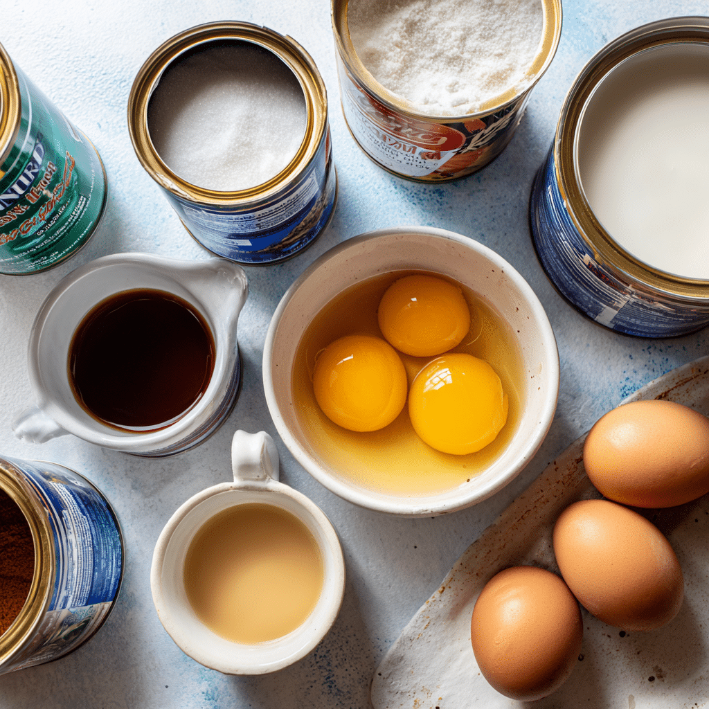 Ingredients for Venezuelan flan recipe