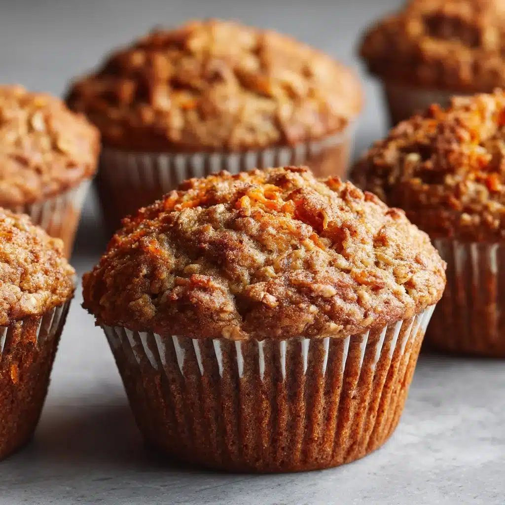 Freshly baked Apple Carrot Muffins on a wooden table