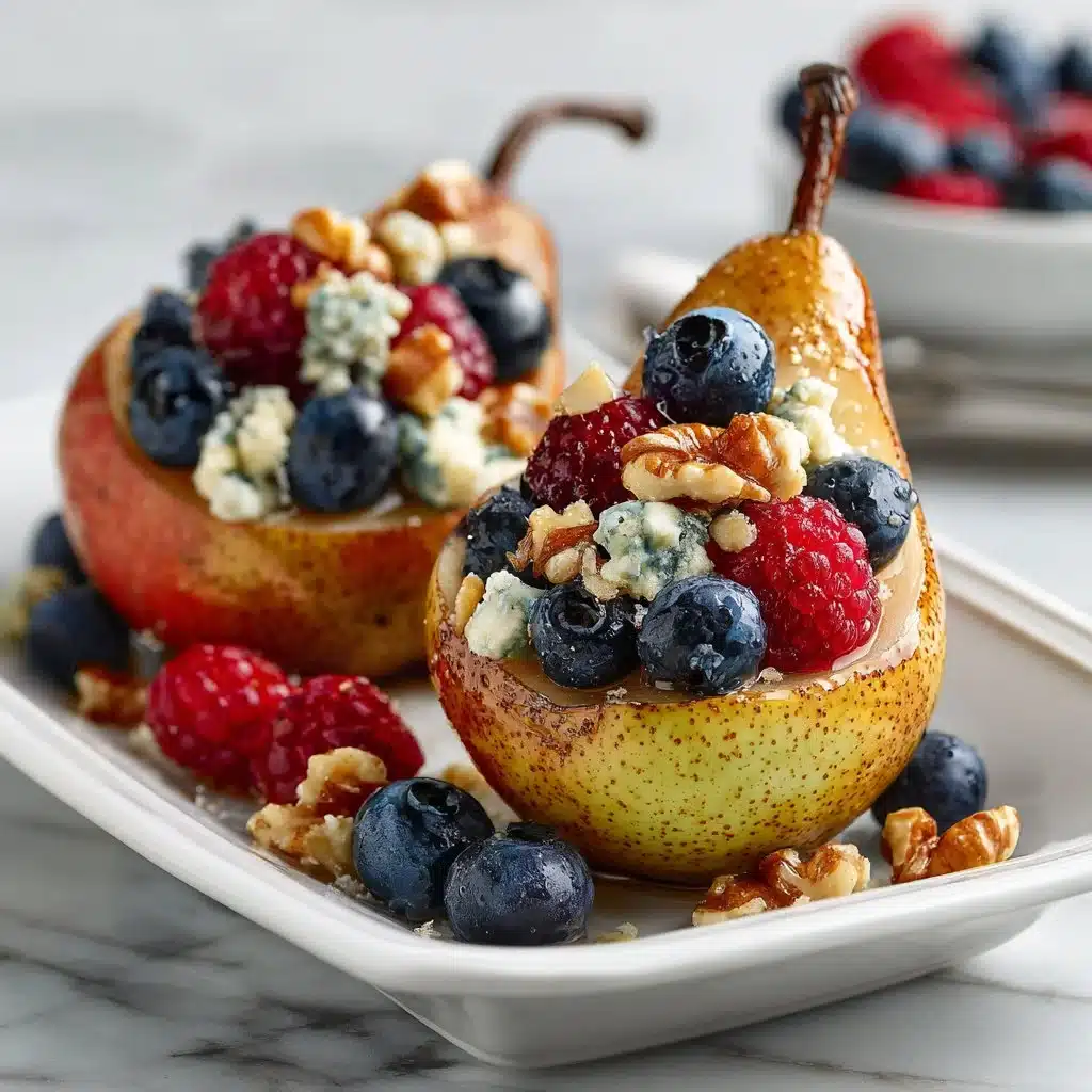 Baked Pears with Berries and Blue Cheese