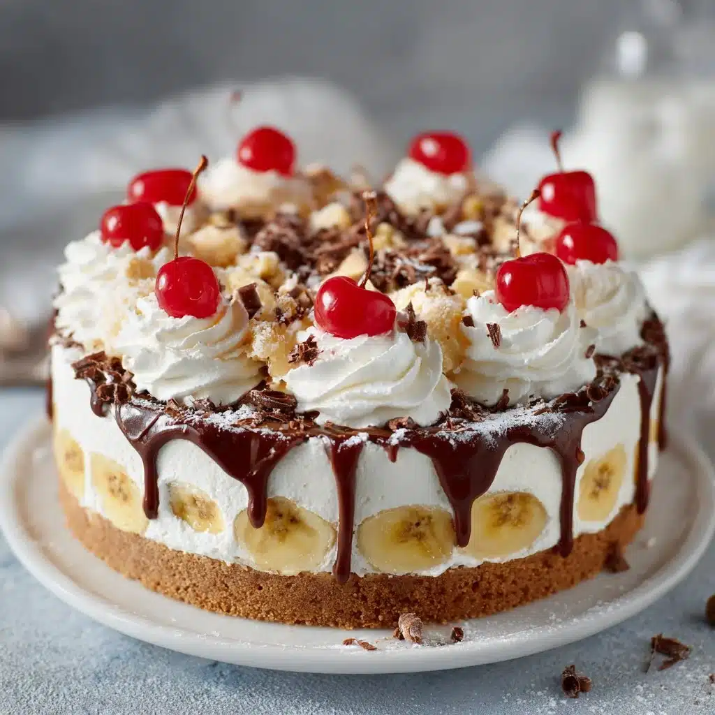 Delightful Banana Split Torte: A Decadent Dessert Experience 3 Delicious Banana Split Torte layered with bananas, cream, and chocolate topping
