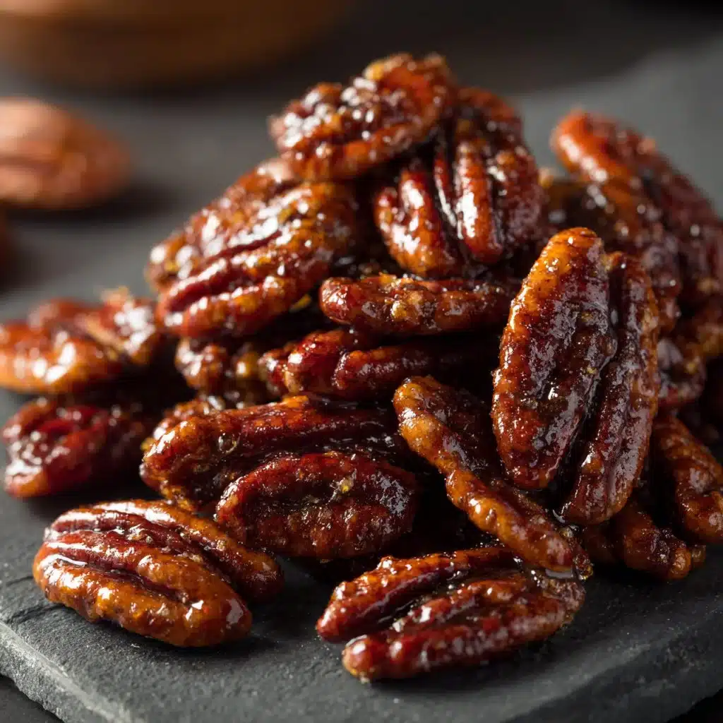 Bowl of sweet, crunchy candied pecans ready to be enjoyed as a snack or dessert topping.