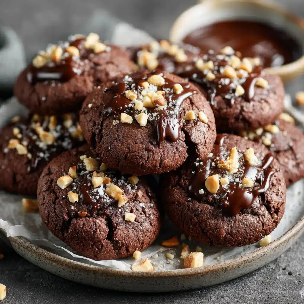 Delicious homemade chocolate hazelnut cookies on a rustic wooden table