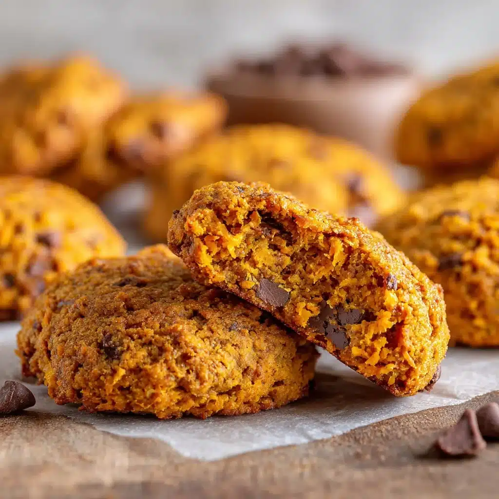 Delicious cinnamon sweet potato breakfast cookies on a plate with a warm drink.
