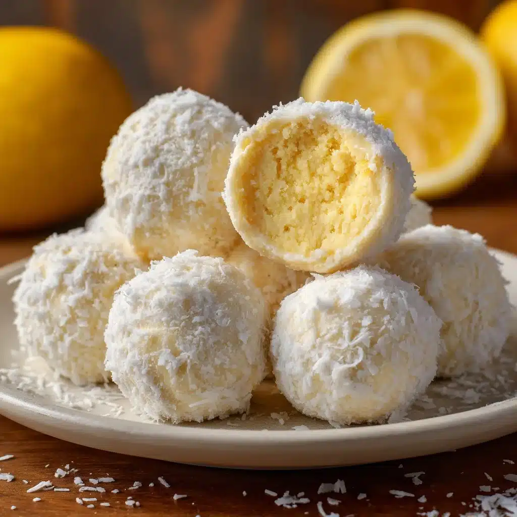 Delicious creamy lemon truffles on a decorative plate