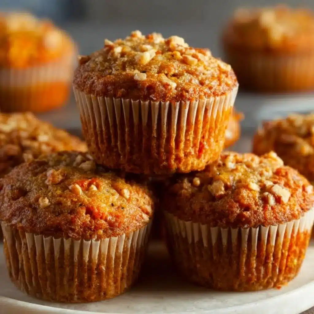 Easy one-bowl carrot oatmeal muffins on a wooden table