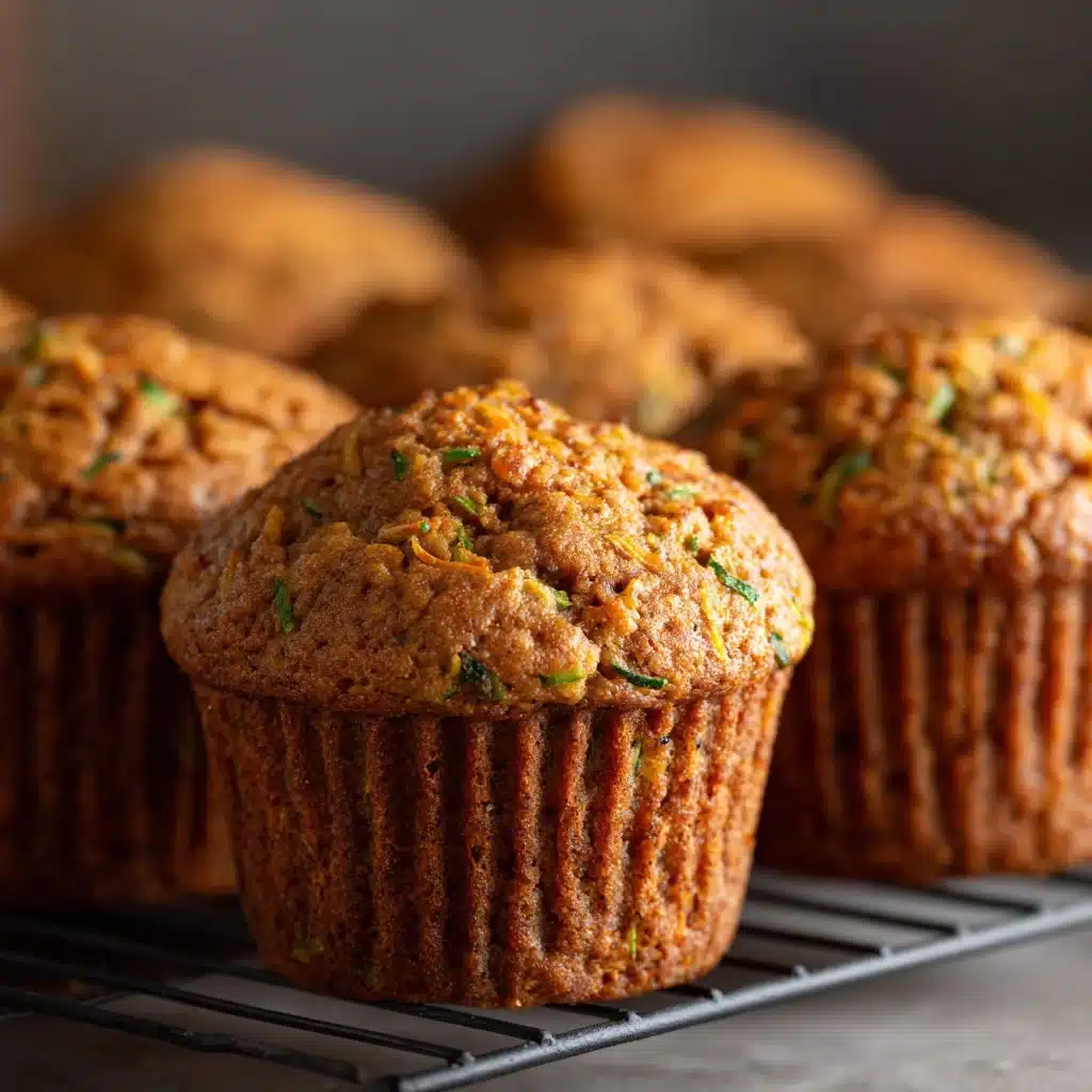Fluffy whole wheat carrot zucchini muffins fresh out of the oven