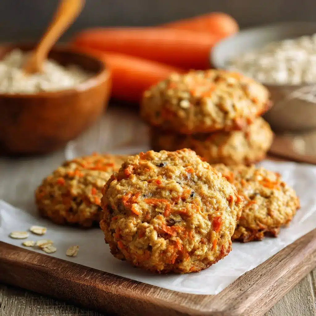 Healthy carrot cake oatmeal cookies with oats and spices on a plate