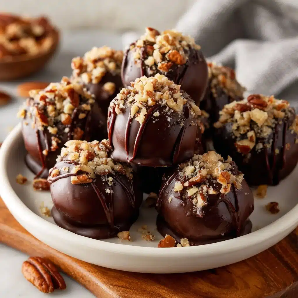 Delicious homemade pecan pie truffles with chocolate and nuts