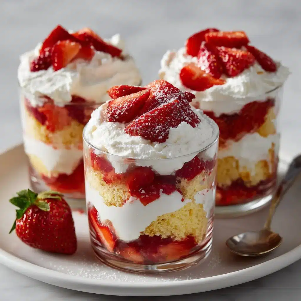 Delicious strawberry shortcake trifles with fresh strawberries and whipped cream
