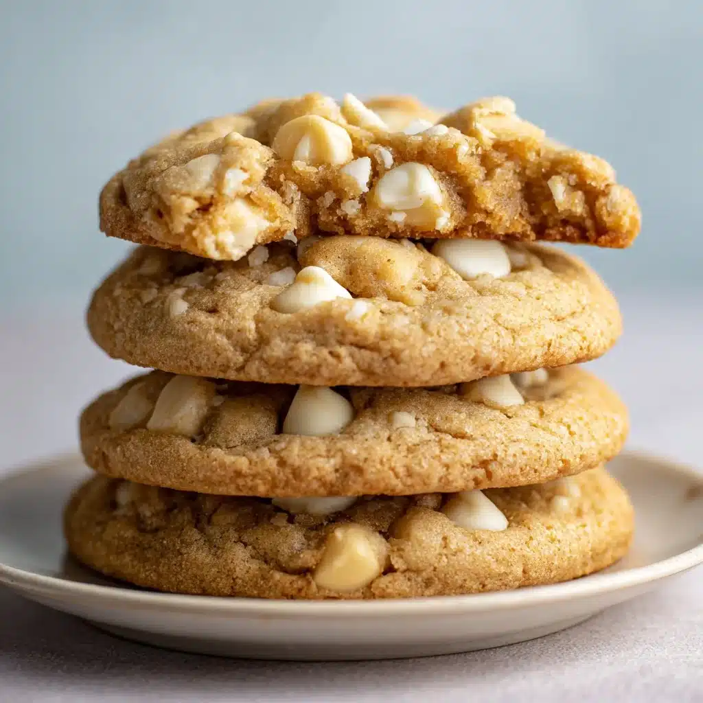 Freshly baked white chocolate macadamia nut cookies on a plate