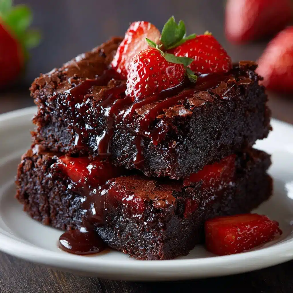 Home Page 6 Delicious chocolate strawberry brownies topped with fresh strawberries.
