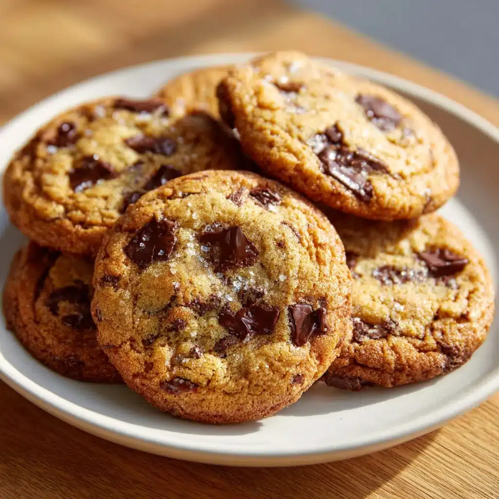 Freshly baked browned butter chocolate chip cookies on a cooling rack.