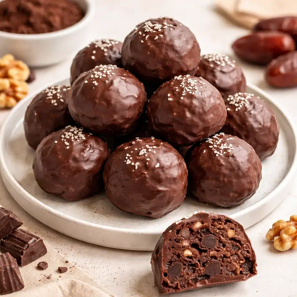 Home Page 1 Plate of homemade date brownie balls, a healthy dessert option.
