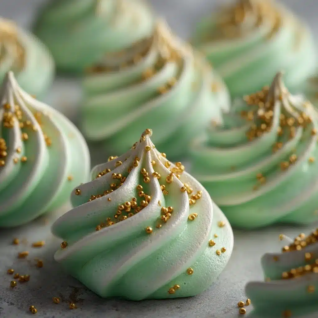 Green Meringue Medallions on a decorative plate