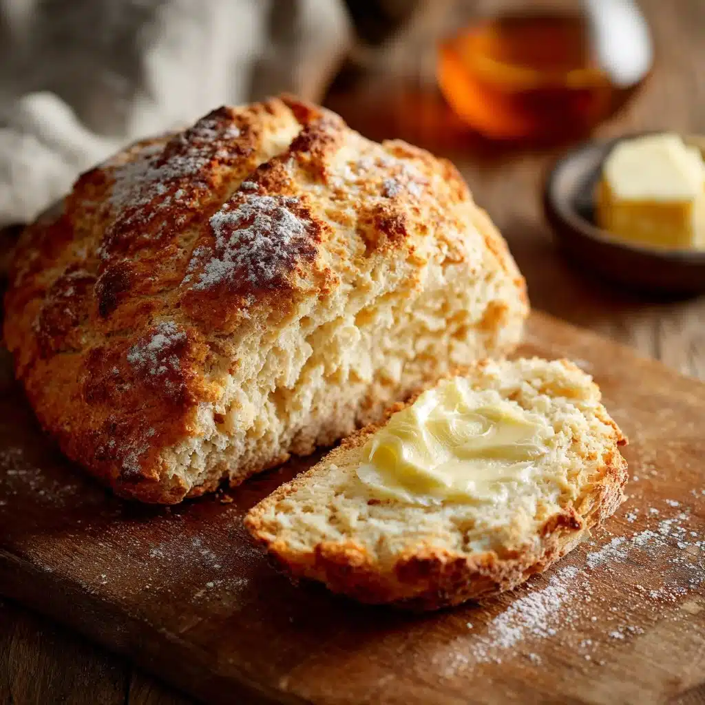 Homemade Irish Soda Bread loaf sliced for serving