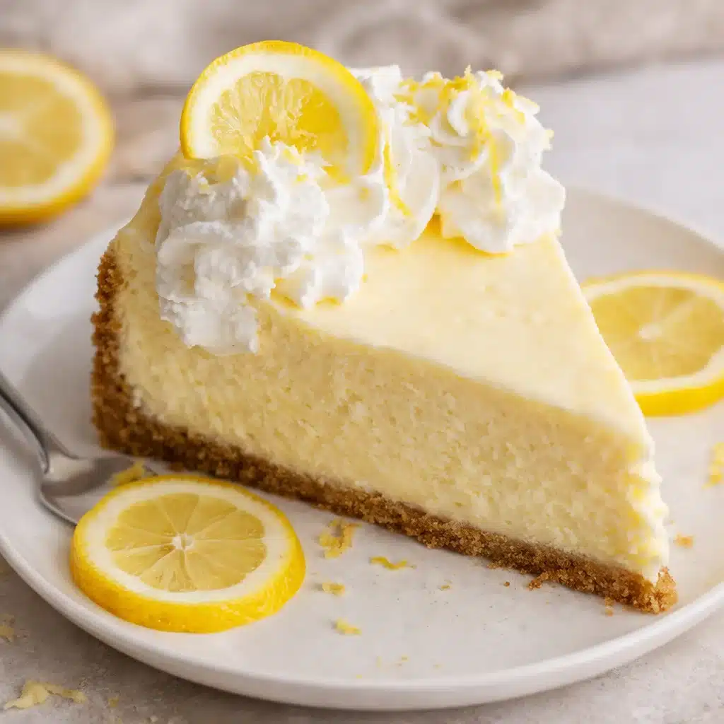 Smooth lemon cheesecake with a creamy texture and fresh lemon topping