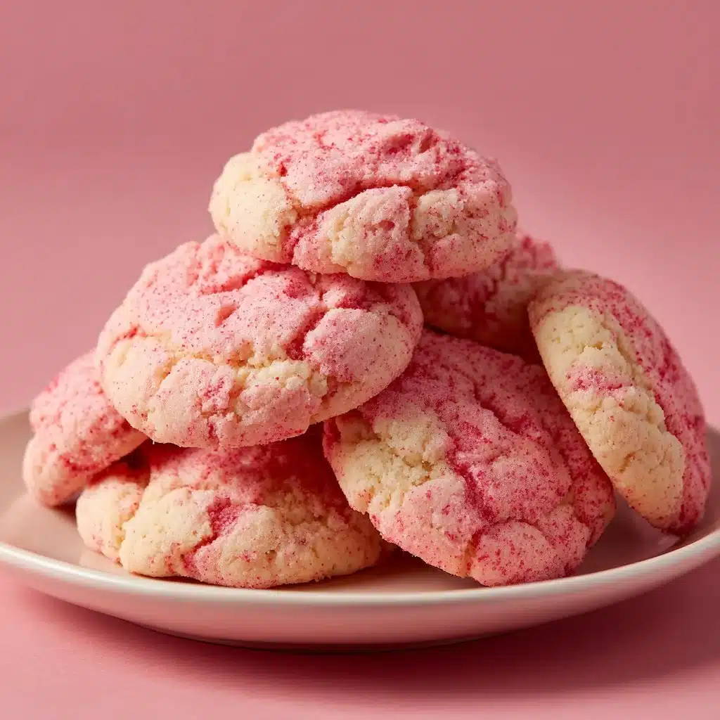 Home Page 5 Delicious strawberry kiss cookies with a vibrant pink hue and a sweet frosting
