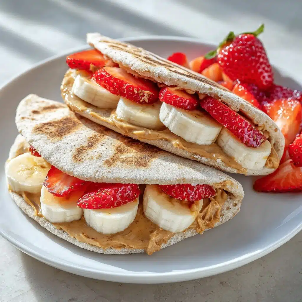 Delicious fruity peanut butter pitas filled with fresh fruit and creamy peanut butter.