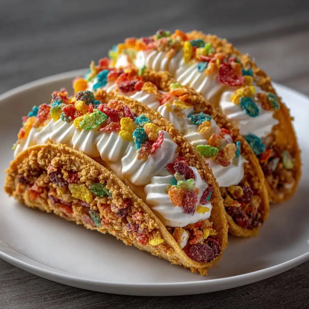 Fruity Pebbles Cheesecake Tacos
