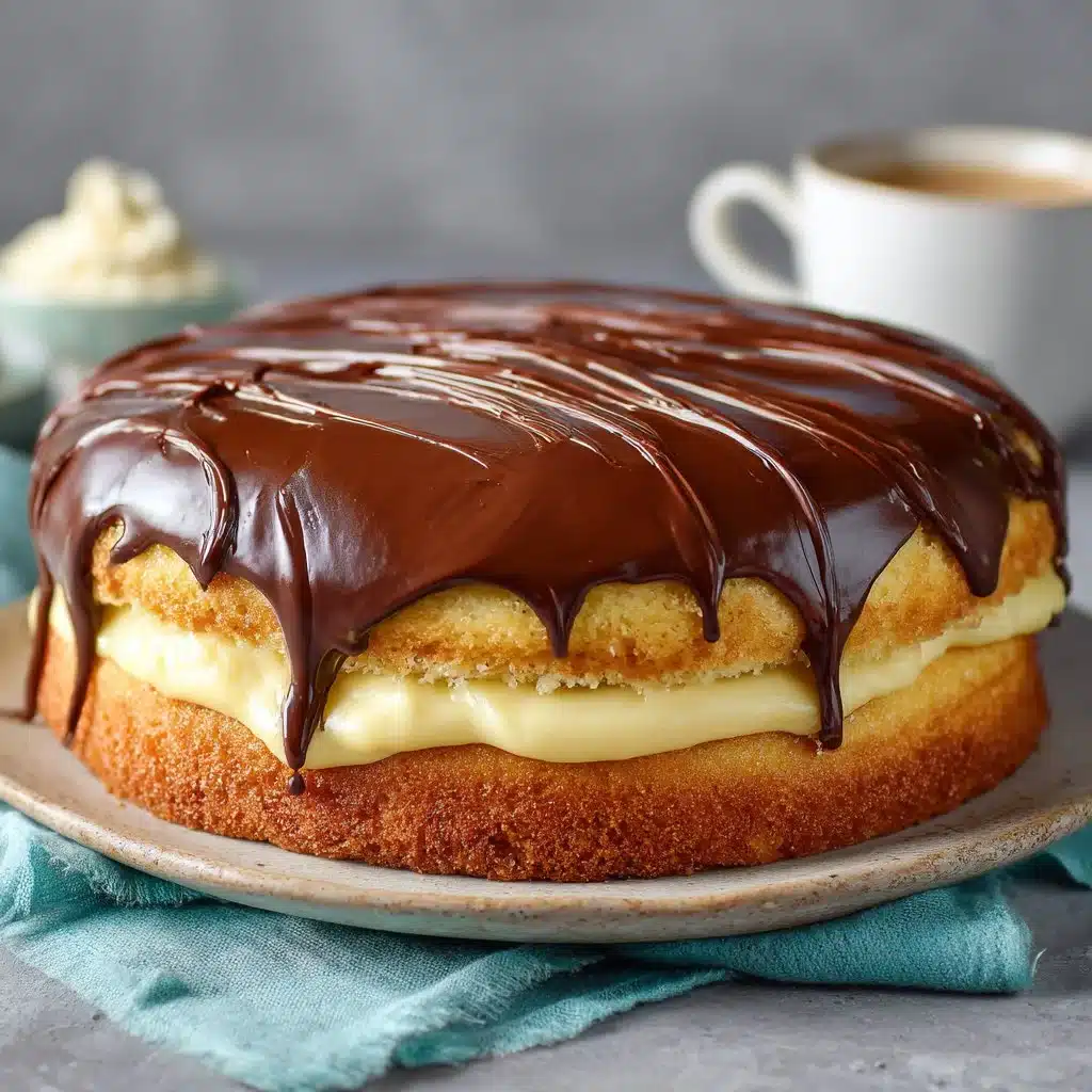 Gluten-free Boston Cream Pie with creamy filling and chocolate ganache
