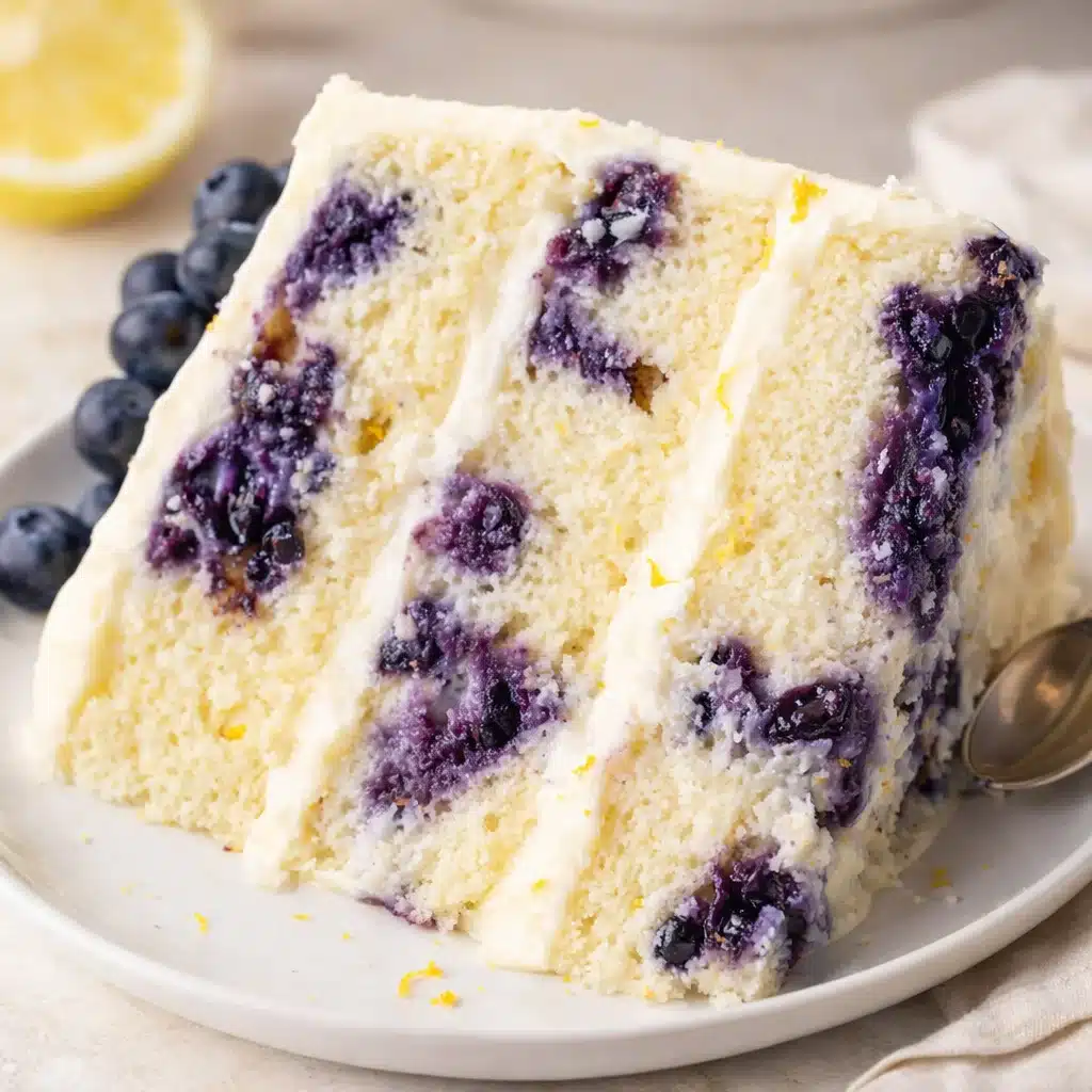 Home Page 3 Lemon blueberry cake with fresh blueberries and lemon slices on a rustic table