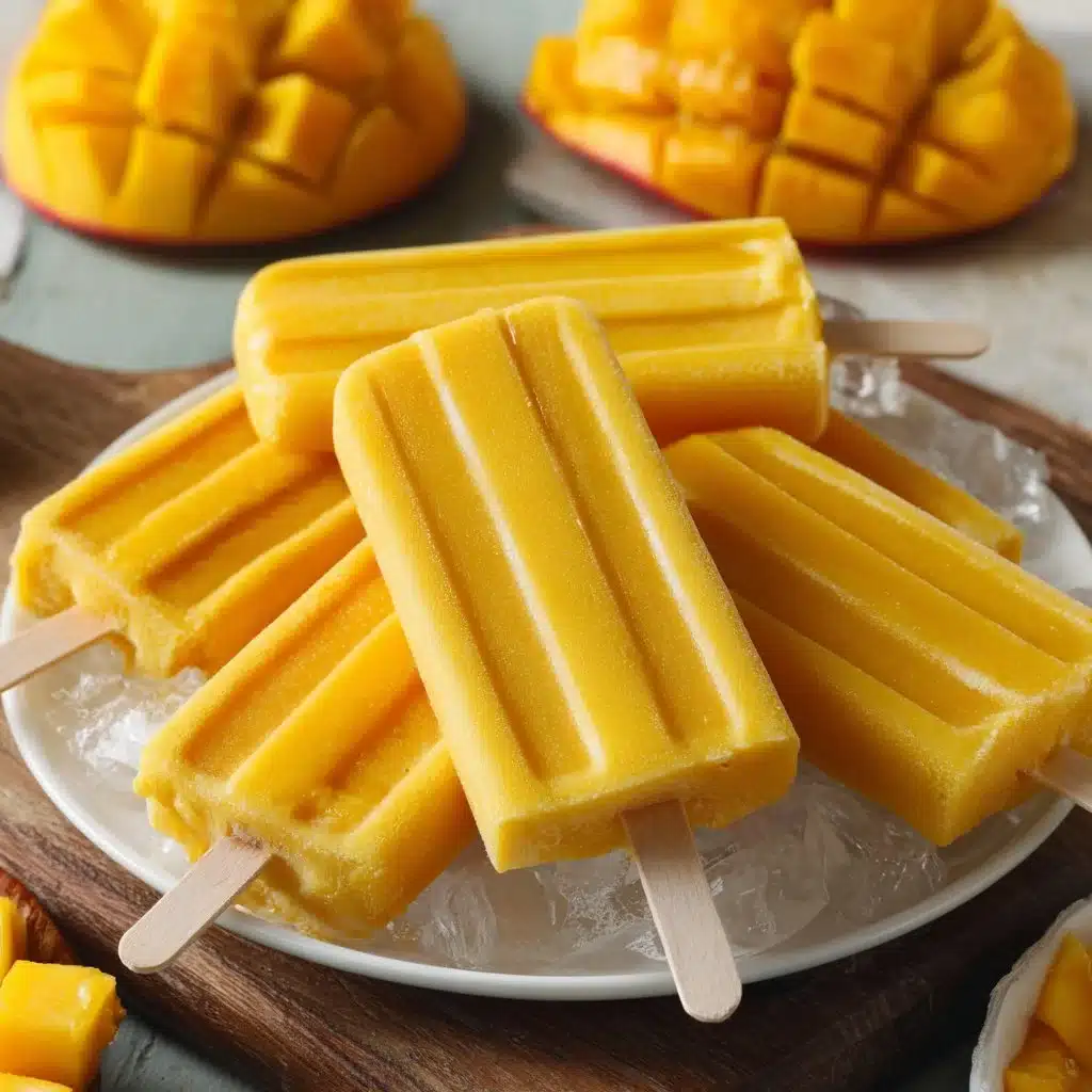 Homemade mango popsicles made from fresh mangoes.