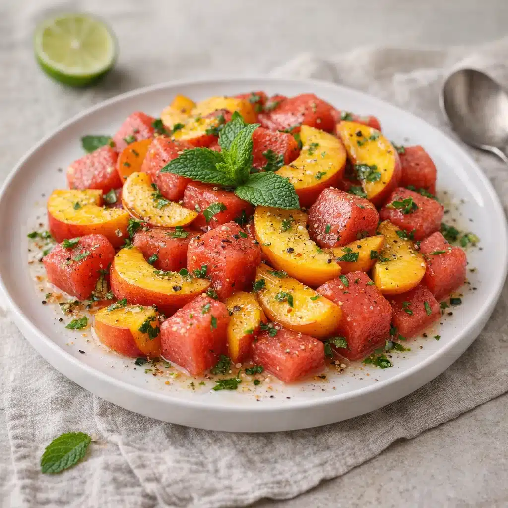 Colorful and refreshing summer salad with fresh vegetables and herbs