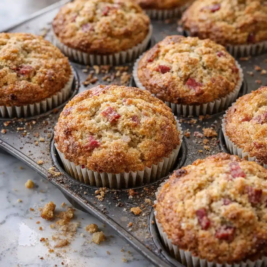 Wholesome Sourdough Discard Rhubarb Muffins - FlirtyFood