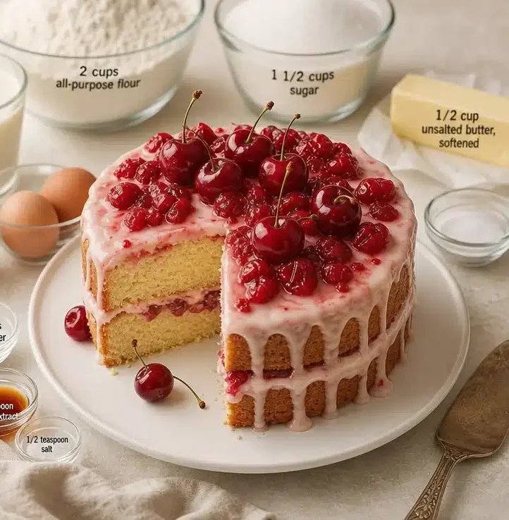 A delightful Cheery Happy Cake adorned with colorful decorations and frosting.
