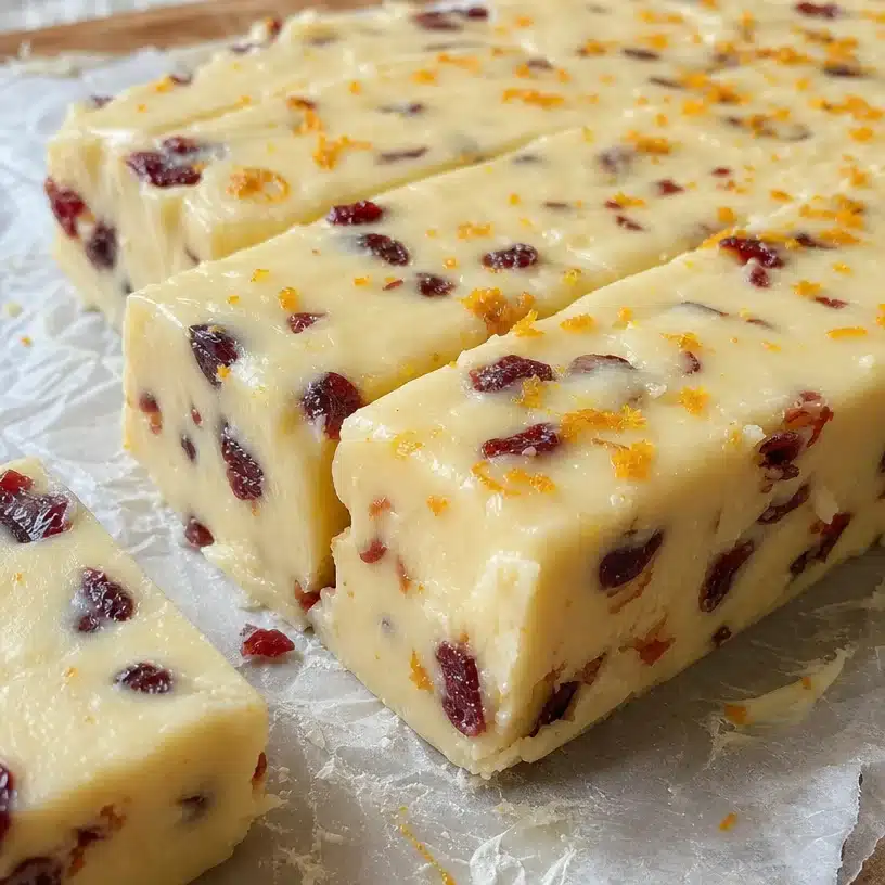 Cranberry Orange White Chocolate Fudge