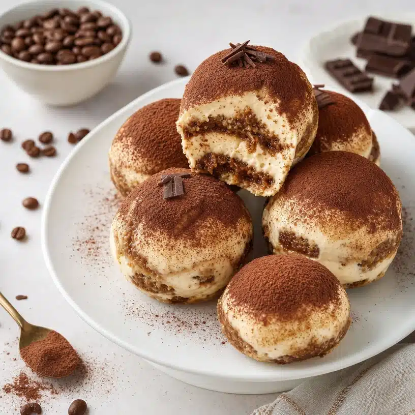 Frozen Tiramisu Rochers with coffee and chocolate layers