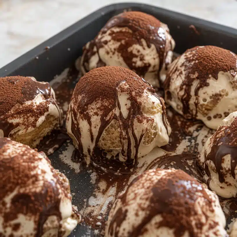 Frozen Tiramisu Rochers with Coffee and Chocolate