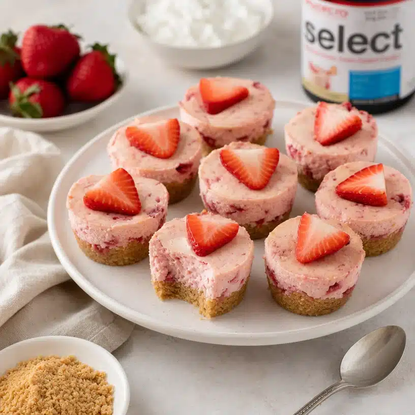 High protein cheesecake bites for a healthy dessert option