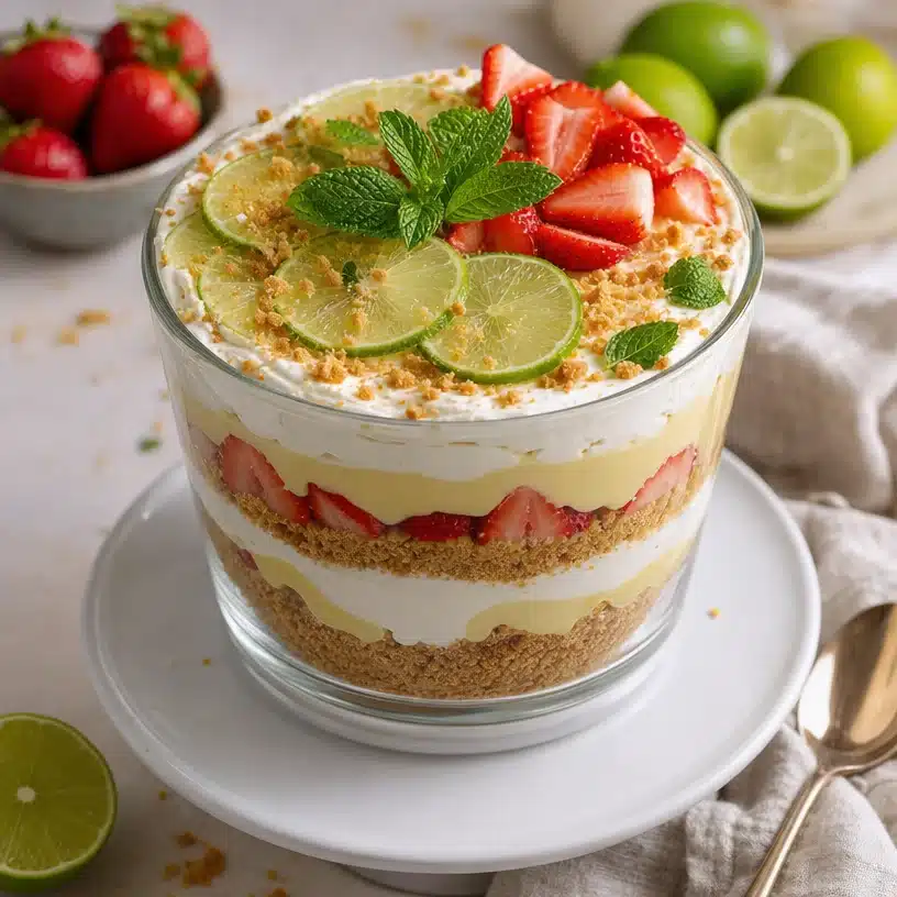 Delicious Key Lime Pie Trifle with layers of key lime and cream