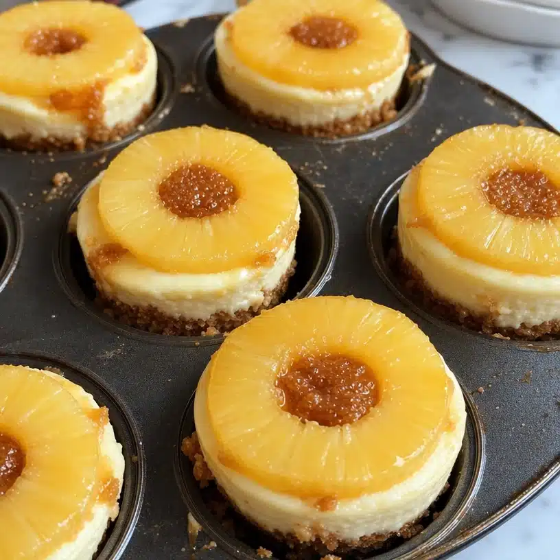 Mini Pineapple Upside Down Cheesecakes