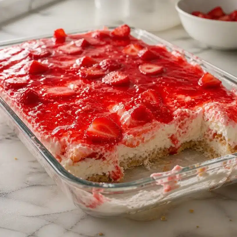 No-Bake Strawberry Jello Lasagna