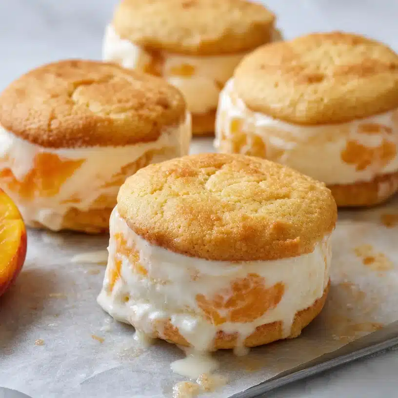 Soft Peach Ice Cream Sandwiches 4 Soft Peach Ice Cream Sandwiches
